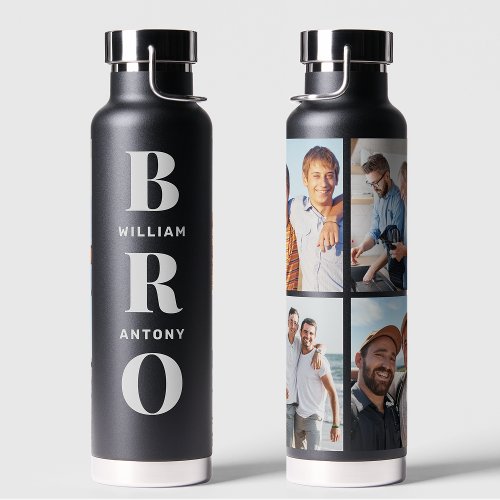 Gifts For Brothers 4 Photo Collage Unique Black Water Bottle