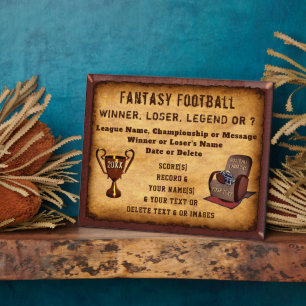 Gifts for Fantasy Football Lovers, Winners, Losers Plaque