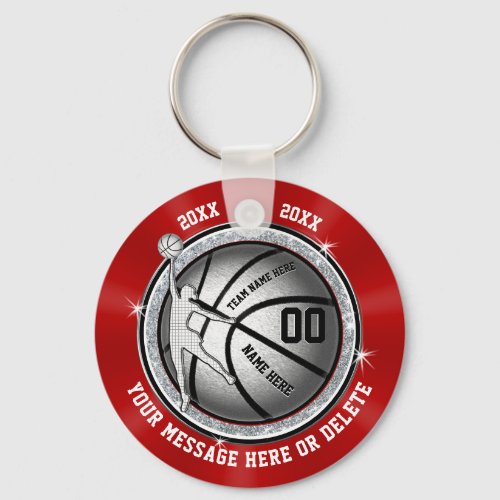 Gifts for Girl Basketball Players Red and White Keychain