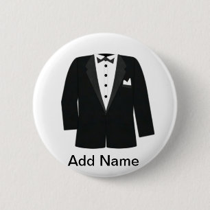 GIFTS FOR GROOM'S OR BLACK TIE EVENTS PINBACK BUTTON