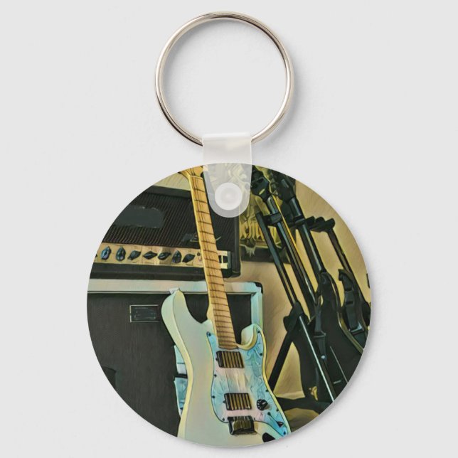 Gifts for guitar lovers keychain (Front)