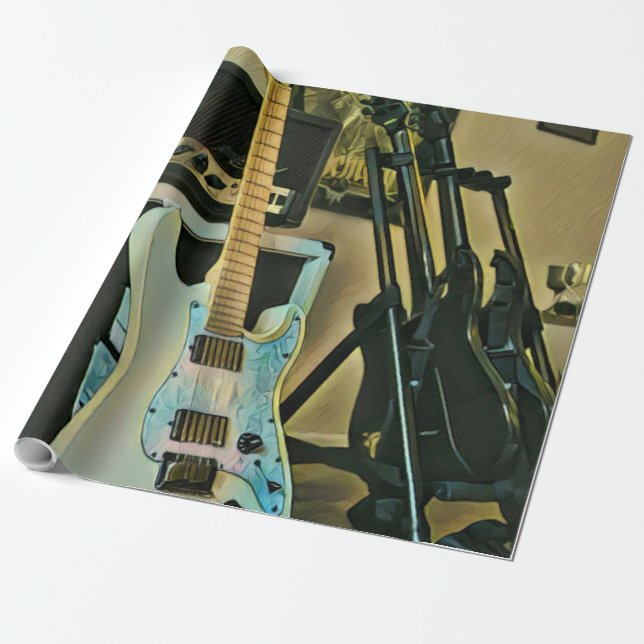 Gifts for guitar lovers wrapping paper (Unrolled)