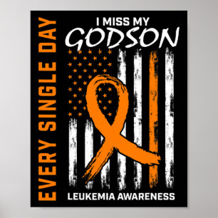Gifts For Loss Of Godson Leukemia Awareness Flag Poster
