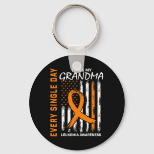Gifts For Loss Of Grandma Leukemia Awareness Flag Keychain