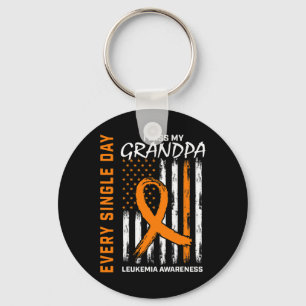 Gifts For Loss Of Grandpa Leukemia Awareness Flag Keychain