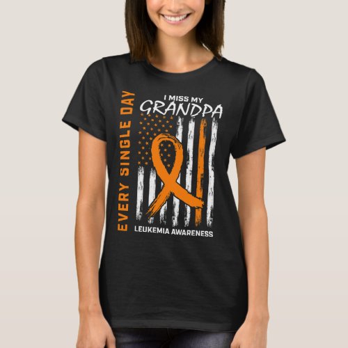 Gifts For Loss Of Grandpa Leukemia Awareness Flag  T_Shirt