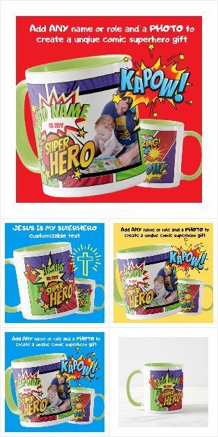 Gifts for Men and Boys - Superhero Comic Mugs