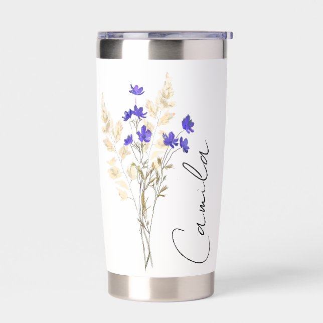 Gifts for Mom, Personalized Birth Flower Tumbler,  Insulated Tumbler (Left)