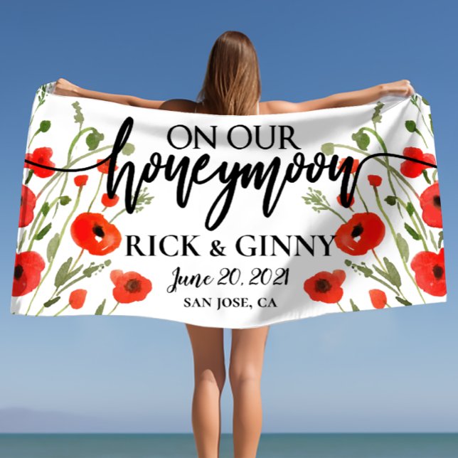 Gifts for Newlyweds Honeymoon - Poppy Flowers Beach Towel (Gifts for Newlyweds Honeymoon - Poppy Flowers Beach Towel)