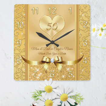 Gifts For Parents 50th Wedding Anniversary Clock by LittleLindaPinda at Zazzle