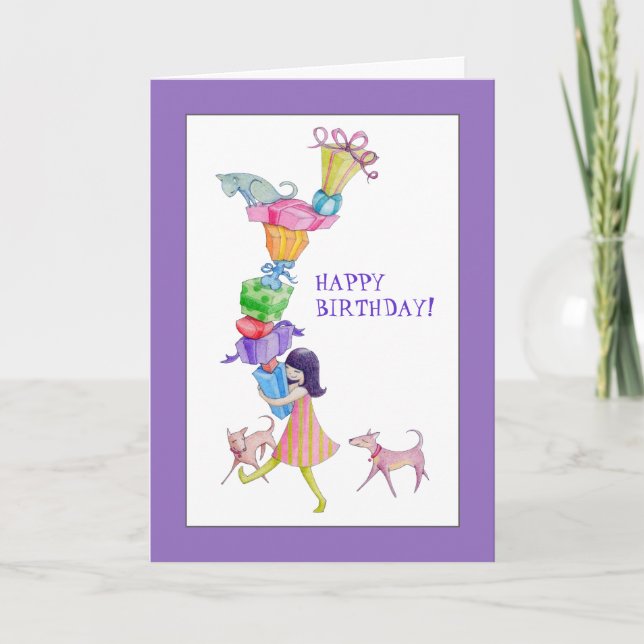Gifts Girl Birthday Card (Front)