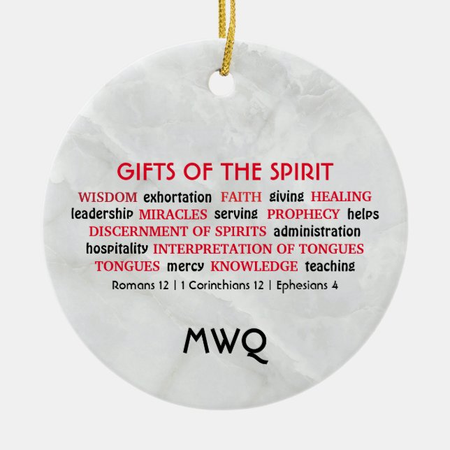 GIFTS HOLY SPIRIT | Monogram | Christian Ceramic Ornament (Front)