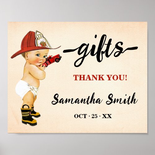 Gifts Little Firefighter Baby Shower Sign