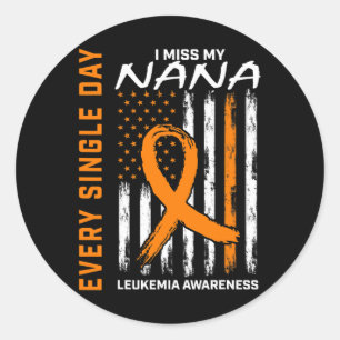 Gifts Loss Of Nana Orange Leukemia Awareness Flag Classic Round Sticker