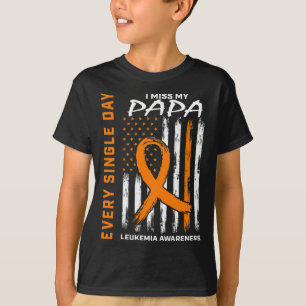 Gifts Loss Of Papa Orange Leukemia Awareness Flag T-Shirt