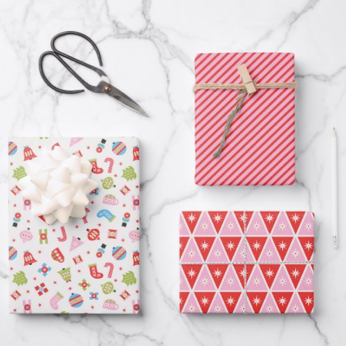 Gifts of Christmas Red and Pink Wrapping Paper She