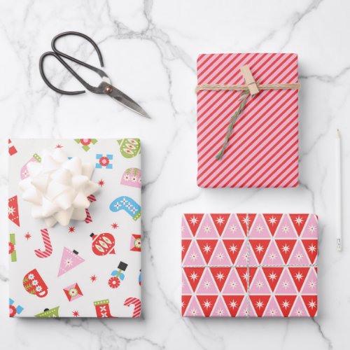 Gifts of Christmas Red and Pink Wrapping Paper Sheets