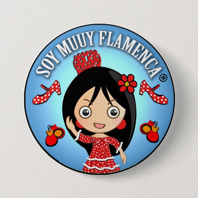 Gifts of Flamenco of I am Brown Flamenco Muuy Pinback Button (Front)