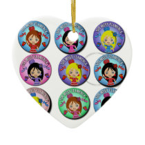 Gifts of I am Very Flamenco Multicoloured… Double-Sided Heart Ceramic Christmas Ornament