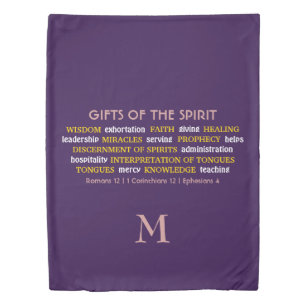 GIFTS OF SPIRIT Purple Inspirational Christian Duvet Cover