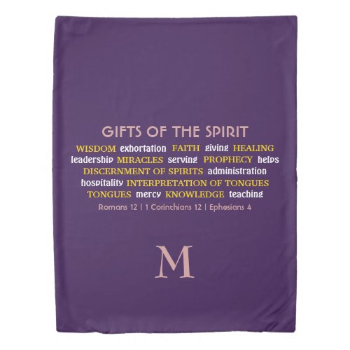 GIFTS OF SPIRIT Purple  Inspirational  Christian Duvet Cover