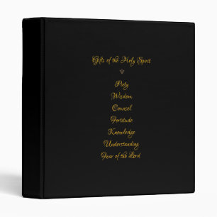 Gifts of The Holy Spirit in 3D Look Golden Script 3 Ring Binder