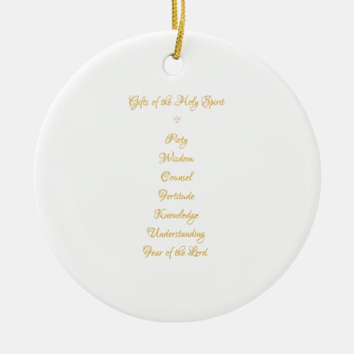 Gifts of The Holy Spirit in 3D Look Golden Script Ceramic Ornament