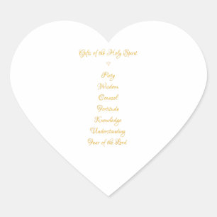 Gifts of The Holy Spirit in 3D Look Golden Script Heart Sticker