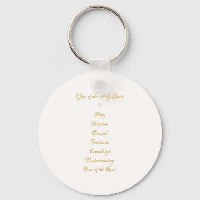 Gifts of The Holy Spirit in 3D Look Golden Script Keychain (Front)