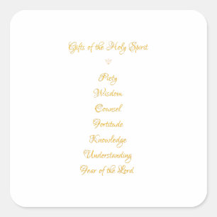Gifts of The Holy Spirit in 3D Look Golden Script Square Sticker