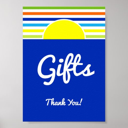 Gifts Rising Sun Summer Stripes Baby Shower Poster
