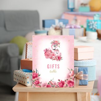 Gifts Sign Baby Shower Pink Flamingo Ballerina