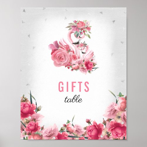 Gifts Sign Baby Shower Silver Flamingo Ballerina