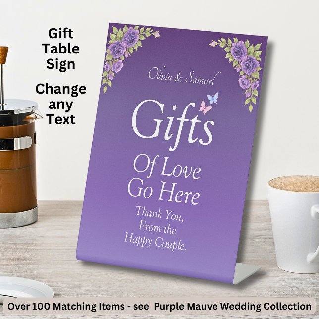 Gifts Table Cobalt Purple Acrylic Pedestal Sign  (Creator Uploaded)