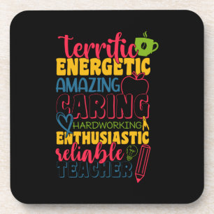 Gifts Teacher   Amazing Caring Teacher Beverage Coaster