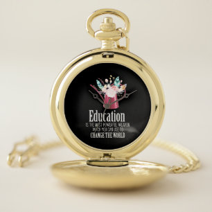 Gifts Teacher Education Change The World Pocket Watch