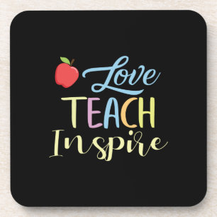 Gifts Teacher Love Teach Inspire Beverage Coaster