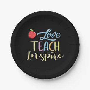 Gifts Teacher   Love Teach Inspire Paper Plates