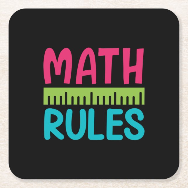 Gifts Teacher | Math Rules Square Paper Coaster (Front)