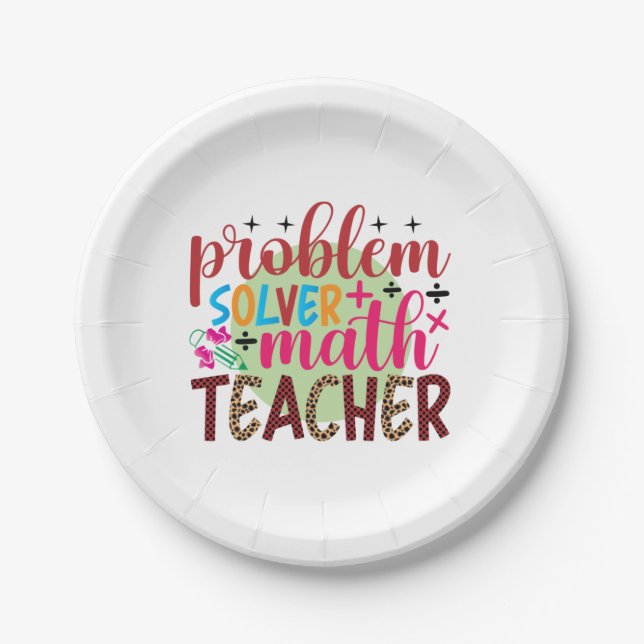 Gifts Teacher | Problem Solver Math Teacher Paper Plates (Front)