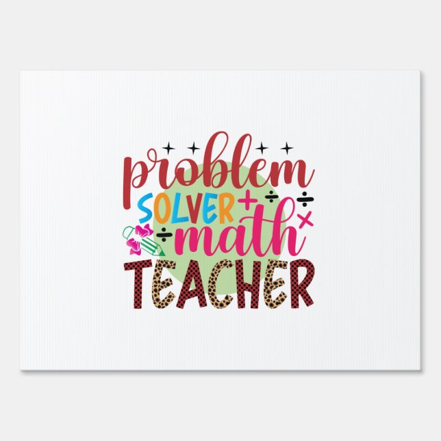 Gifts Teacher | Problem Solver Math Teacher Sign (Front)