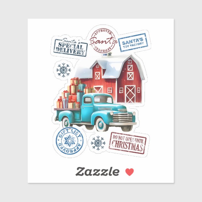 Gifts Truck Near Santa's Workshop Sticker (Sheet)
