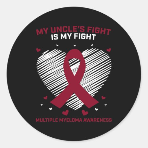 Gifts Uncle Multiple Myeloma Awareness Products Bl Classic Round Sticker