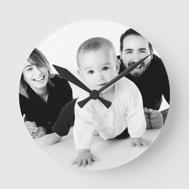 Gifts Under $50 for Him Personalized Photo Round Clock (Front)
