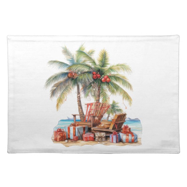 Gifts under the palm tree  cloth placemat (Front)