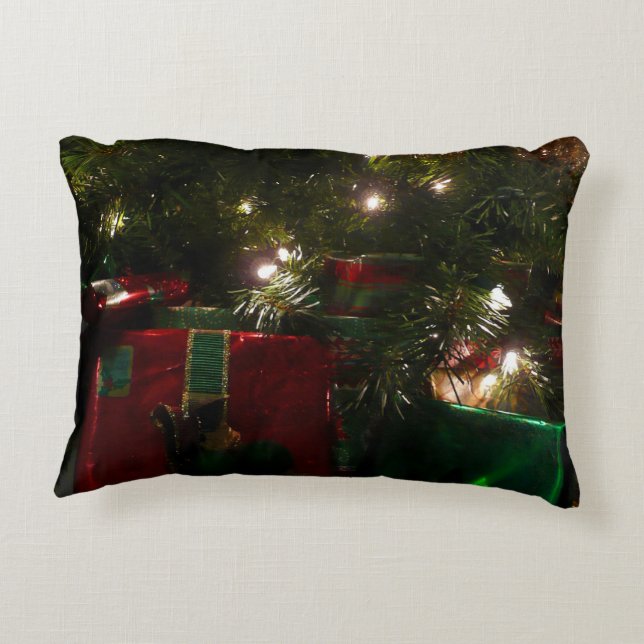 Gifts Under the Tree Christmas Holiday Decorative Pillow (Back)