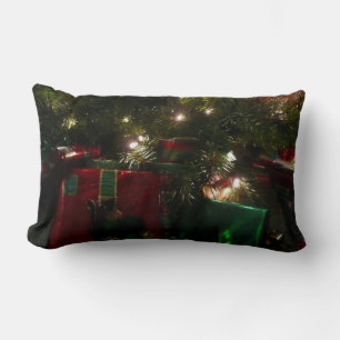 Gifts Under the Tree Christmas Holiday Lumbar Pillow