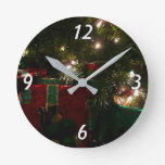 Gifts Under the Tree Christmas Holiday Round Clock