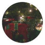 Gifts Under the Tree Christmas Holiday Scene Classic Round Sticker