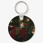 Gifts Under the Tree Christmas Holiday Scene Keychain